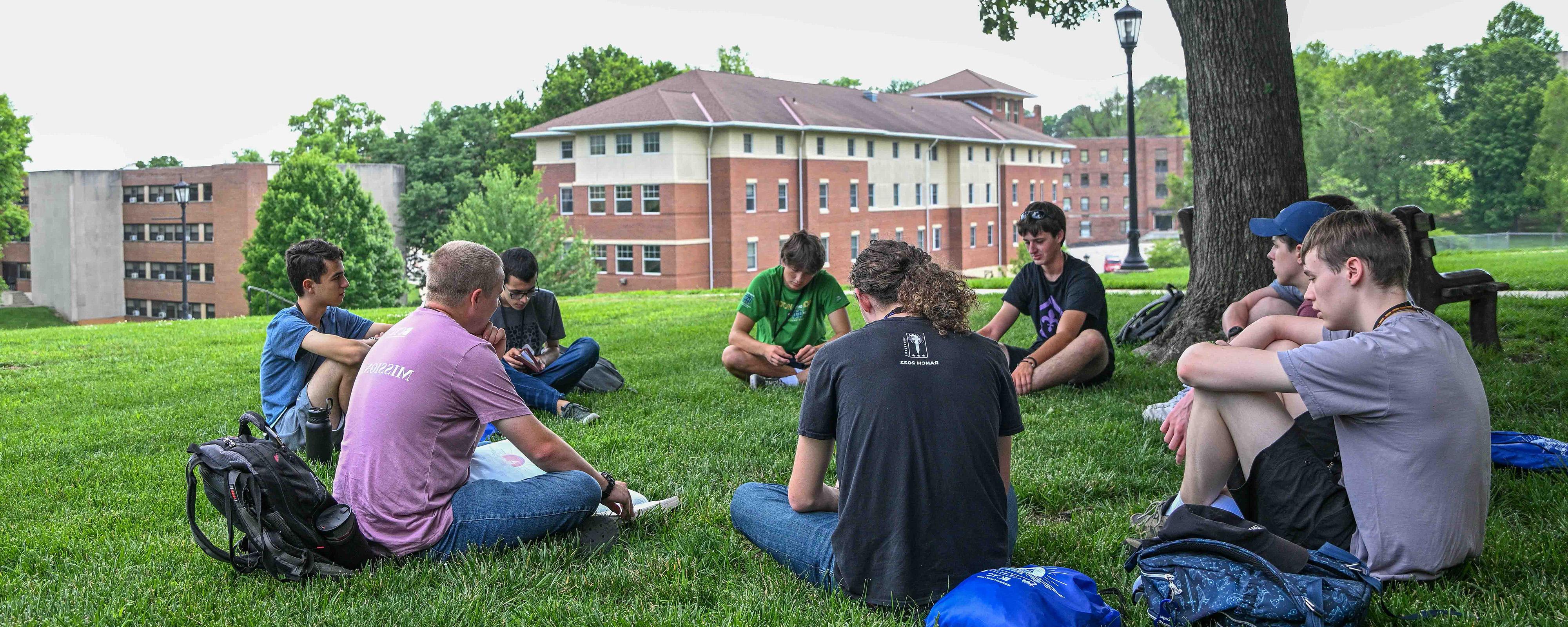 BCYC students in a circle for bible study